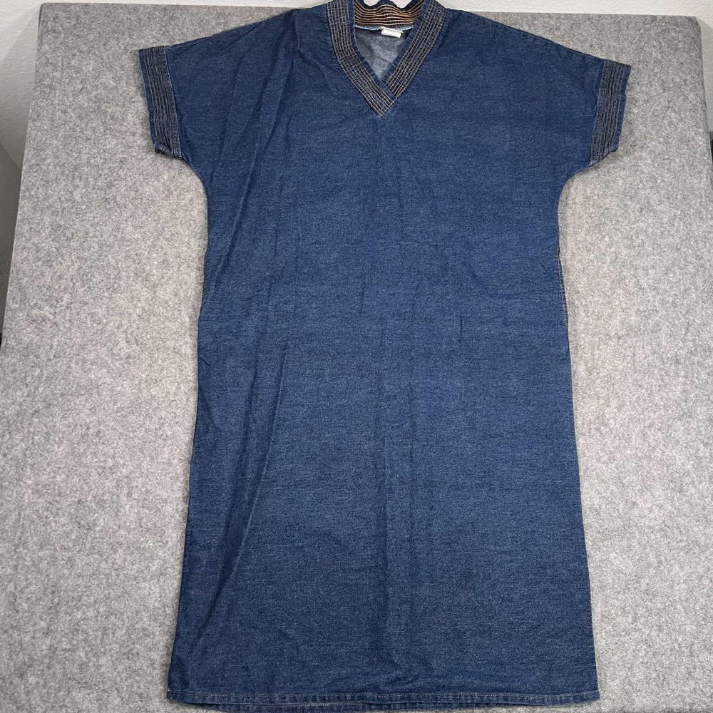 Theโ Vermont Country Store Blue Denim Short Sleeve Jean Dress Women's Size Small